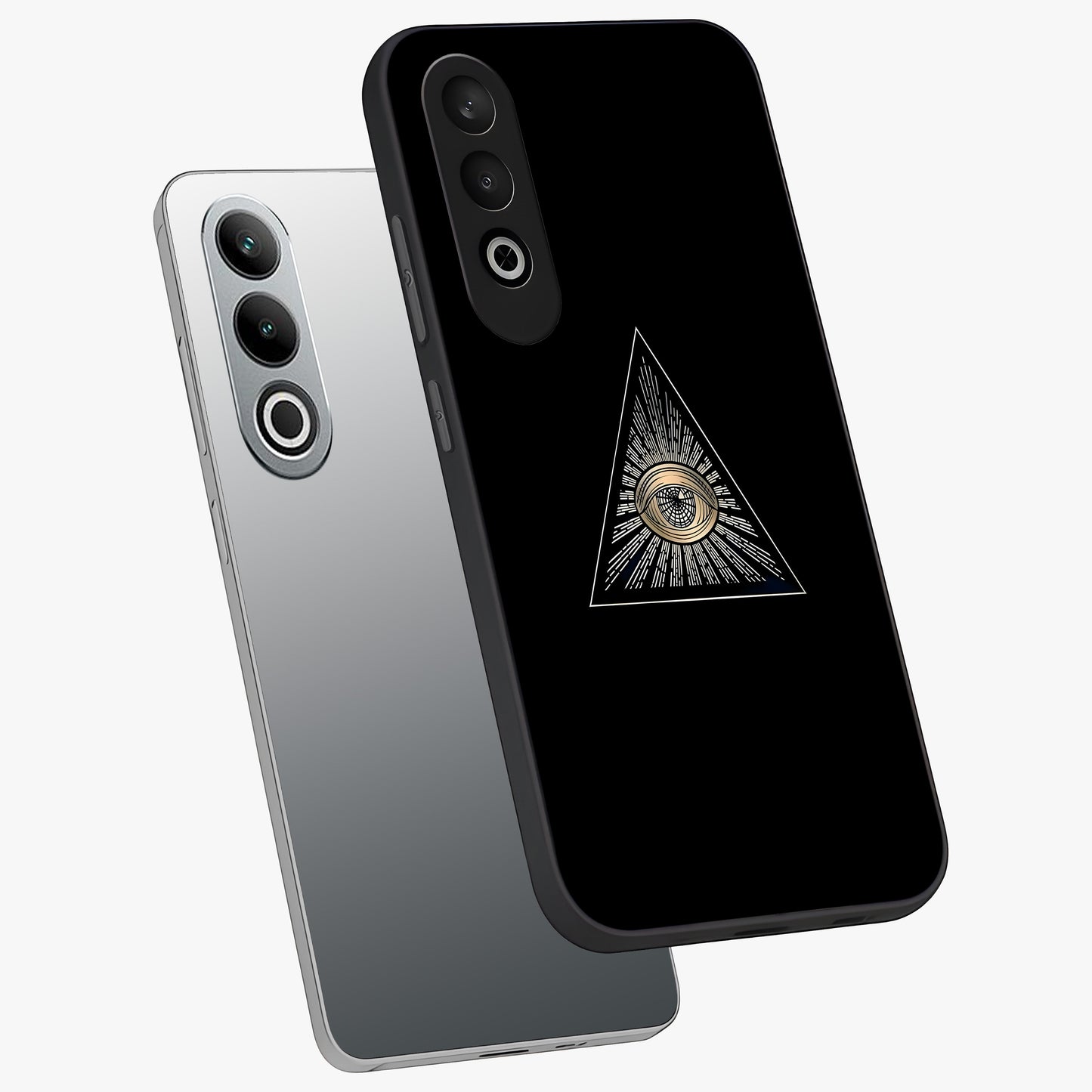 Illuminati Evil Glass Case for 1+Nord CE 4 captured at a warm angle highlighting sharp graphic details, gloss, and edge clarity.