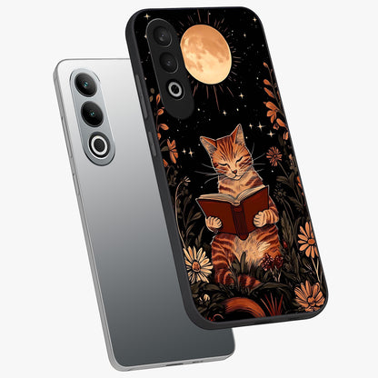 Magical Cat Chronicle Glass Case for 1+Nord CE 4 angled mockup showcasing glossy finish and vibrant design tones