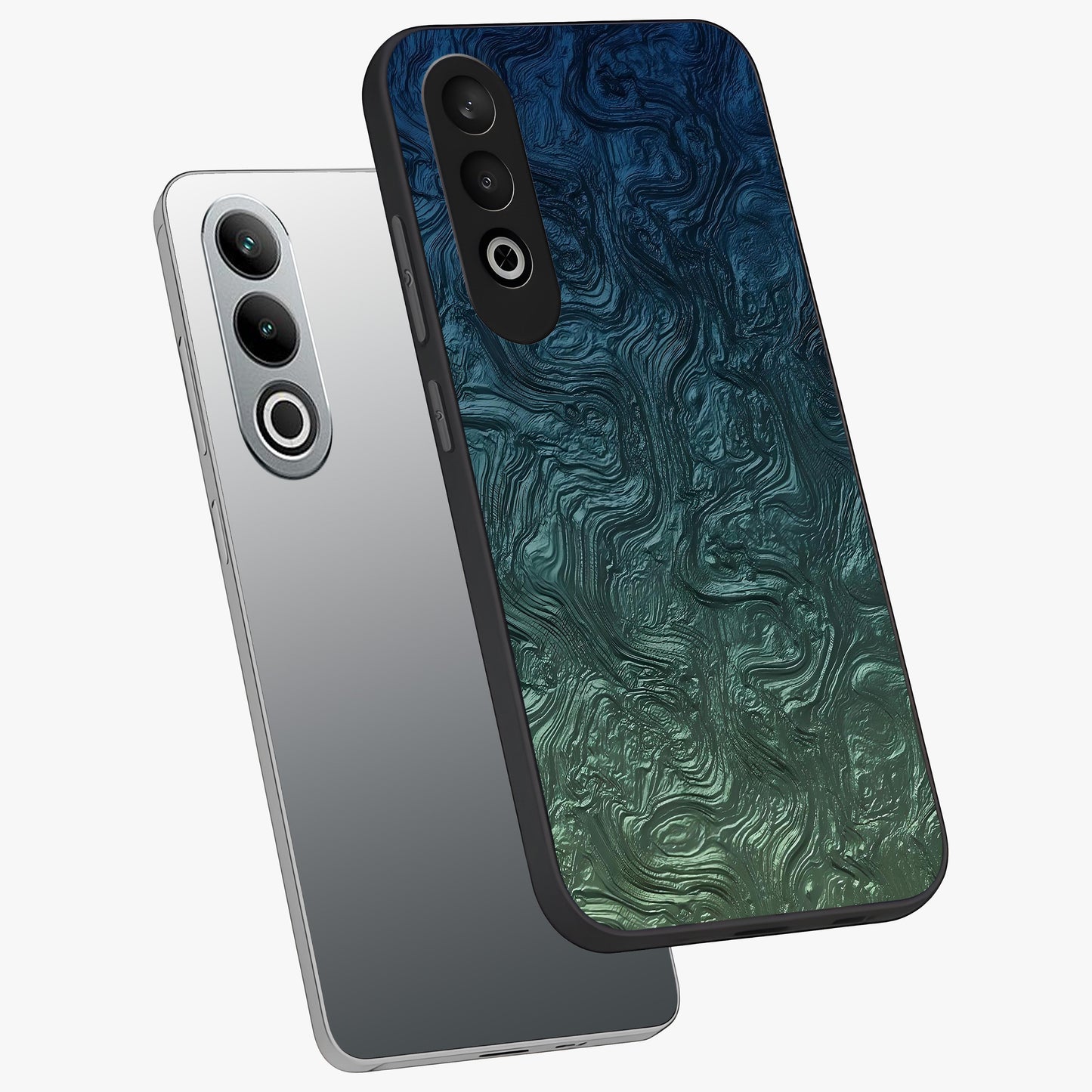Marble Dream Blur Glass Case for 1+Nord CE 4 angled mockup showcasing glossy finish and smooth gradient tones