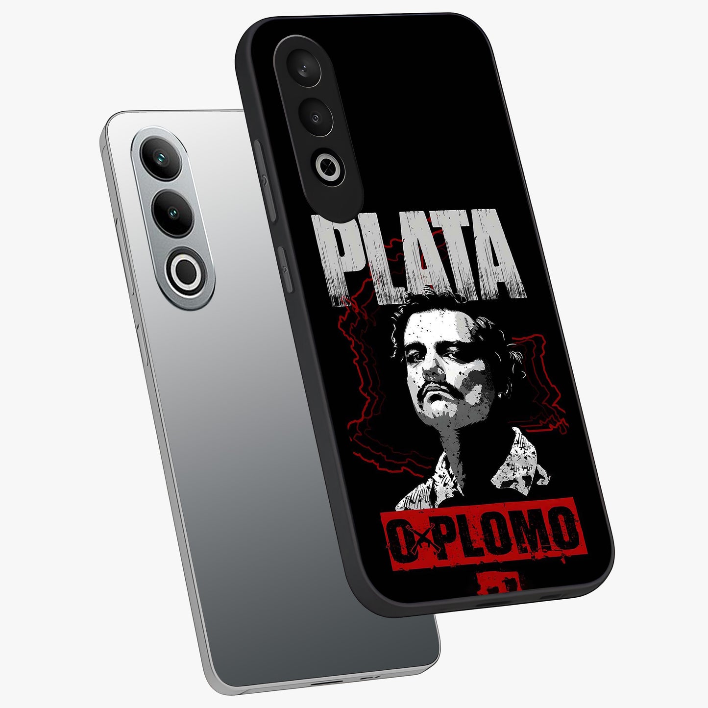 Notorious Crime Empire Glass Case for 1+Nord CE 4 angled mockup showcasing glossy finish and dark urban tones