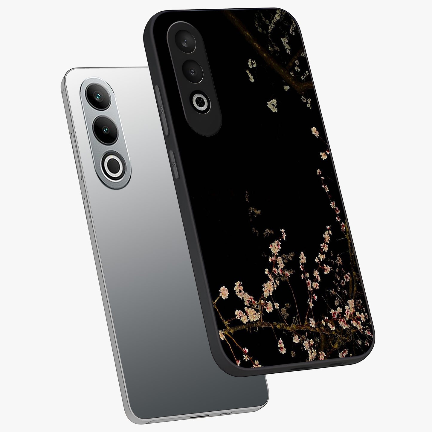 Petal Moon Light With Custom Name Glass Case for 1+Nord CE 4 angled mockup showcasing glossy finish and soft luminous tones