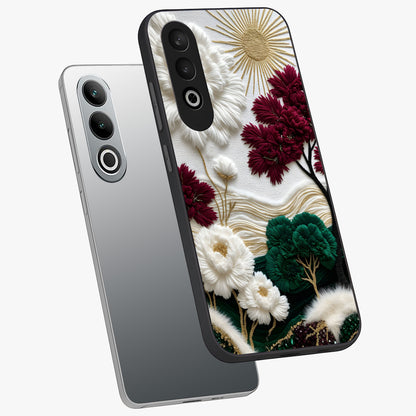 Radiant Bloom Elegance Glass Case for 1+Nord CE 4 angled mockup showcasing glossy finish and refined bloom detailing