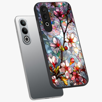 Radiant Bloom Glow Glass Case for 1+Nord CE 4 angled mockup showcasing glossy finish and luminous detailing