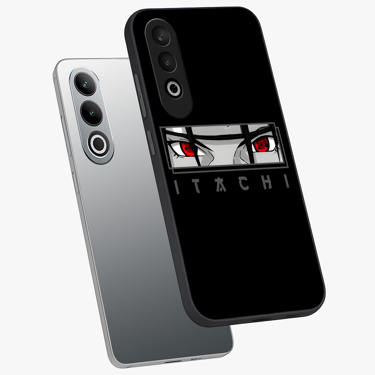 Scarlet Gaze Dominance Glass Case for 1+Nord CE 4 angled mockup showcasing glossy finish and bold scarlet tones
