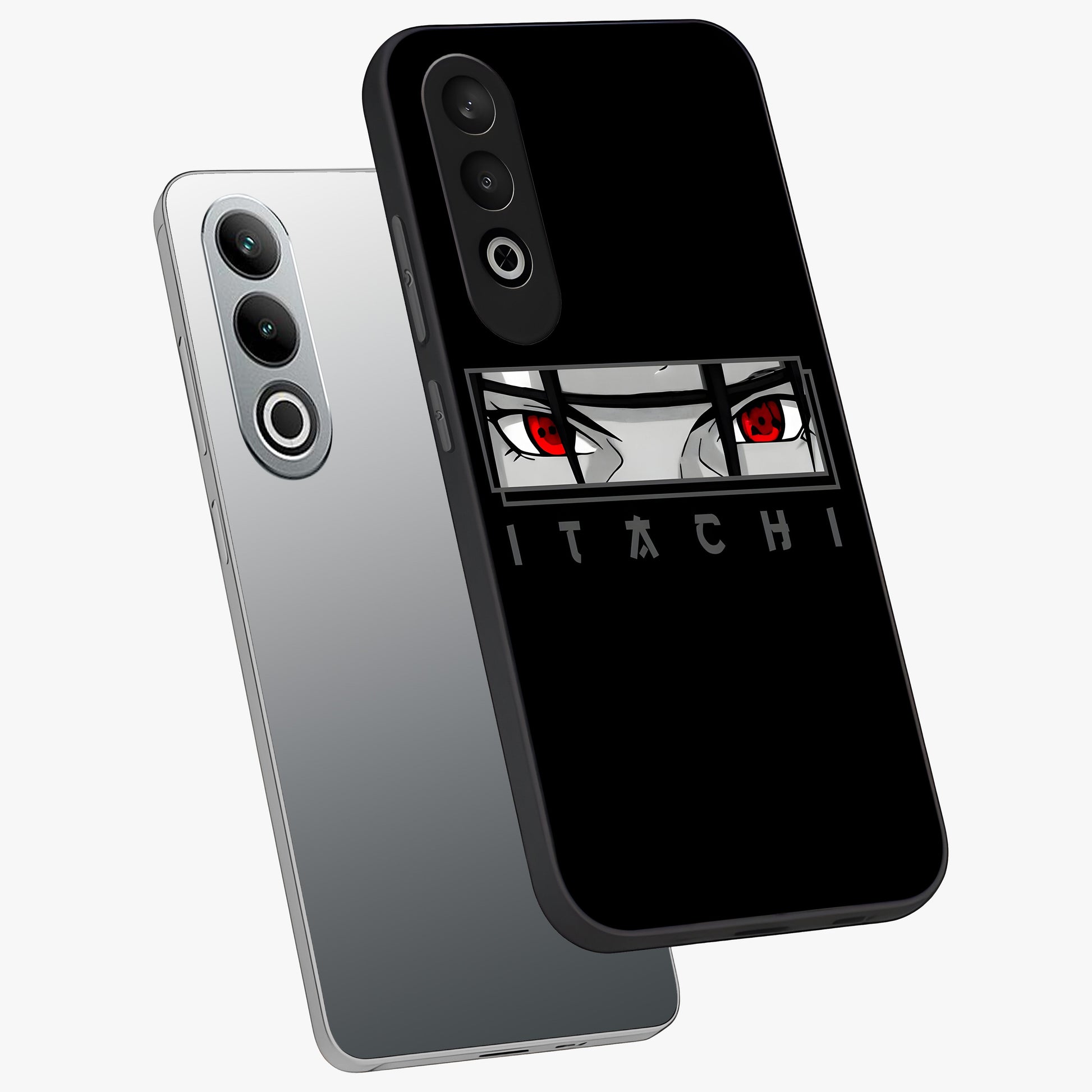 Scarlet Gaze Dominance Glass Case for 1+Nord CE 4 angled mockup showcasing glossy finish and bold scarlet tones