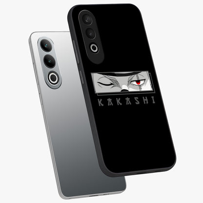 Scarlet Ninja Gaze Glass Case for 1+Nord CE 4 angled mockup showcasing glossy finish and sharp warrior detailing