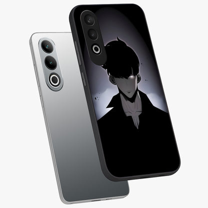 Silent Shadow Awakening Glass Case for 1+Nord CE 4 angled mockup showcasing glossy finish and dramatic shadow detailing
