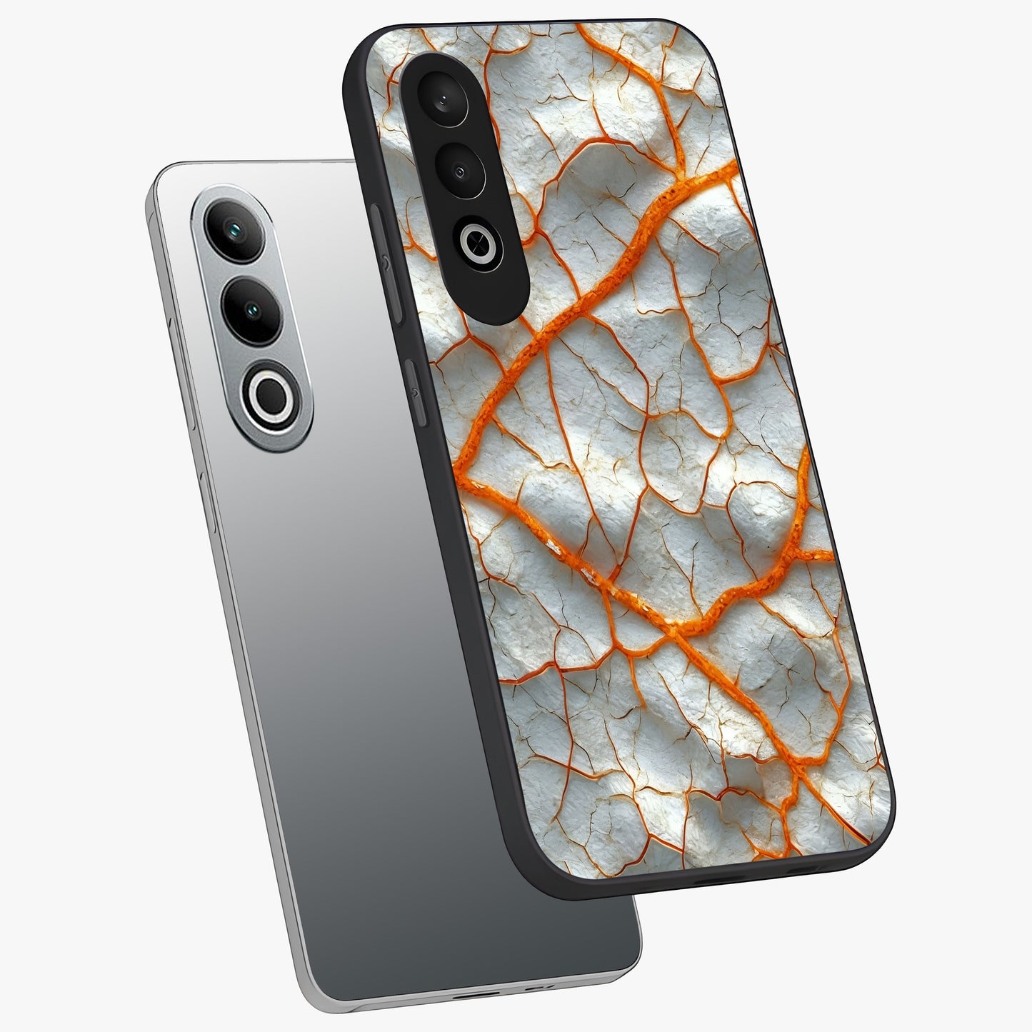 Snarl Zone Buzz Glass Case for 1+Nord CE 4 angled mockup showcasing glossy finish and high contrast detailing