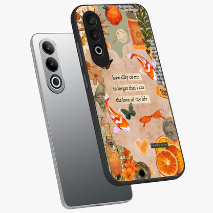 Soft Chaos Aesthetic Glass Case for 1+Nord CE 4 angled mockup showcasing glossy glass finish and blended gradient detailing