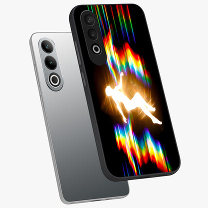 Soul in Spectrum Glass Case for 1+Nord CE 4 angled mockup showcasing glossy finish and vibrant gradient detailing