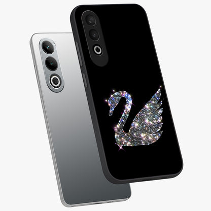 Starlit Swan Grace Glass Case for 1+Nord CE 4 angled mockup showcasing glossy finish and serene celestial tones
