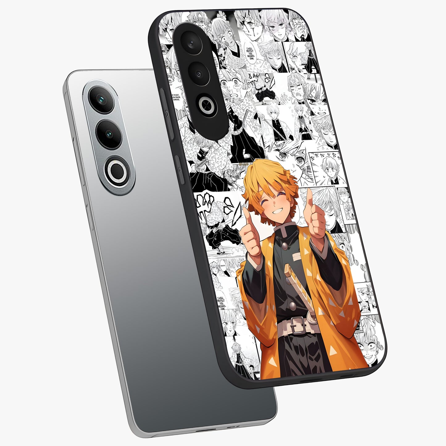 Thunder Smile Hero Glass Case for 1+Nord Ce 4 angled mockup showcasing glossy glass finish and high energy detailing