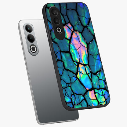 Tropical Wing Vibe Glass Case for 1+Nord CE 4 angled mockup showcasing glossy finish and bold gradient detailing