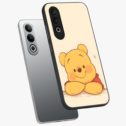 Winniethe Pooh Glass Case for 1+Nord Ce 4 angled mockup showcasing glossy finish and soft playful tones