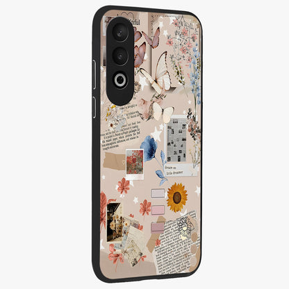 Aesthetic Butterfly Glass Case for 1+Nord CE 4 side perspective highlighting premium edges and butterfly illustration