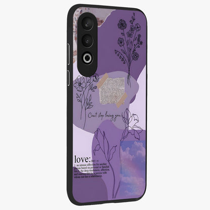 Aesthetic Love With Flower Glass Case for 1+Nord CE 4 side perspective highlighting delicate flower illustration details