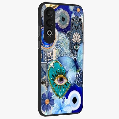 Audrey Zivan Glass Case for 1+Nord Ce 4 side perspective highlighting sleek build and premium print detailing