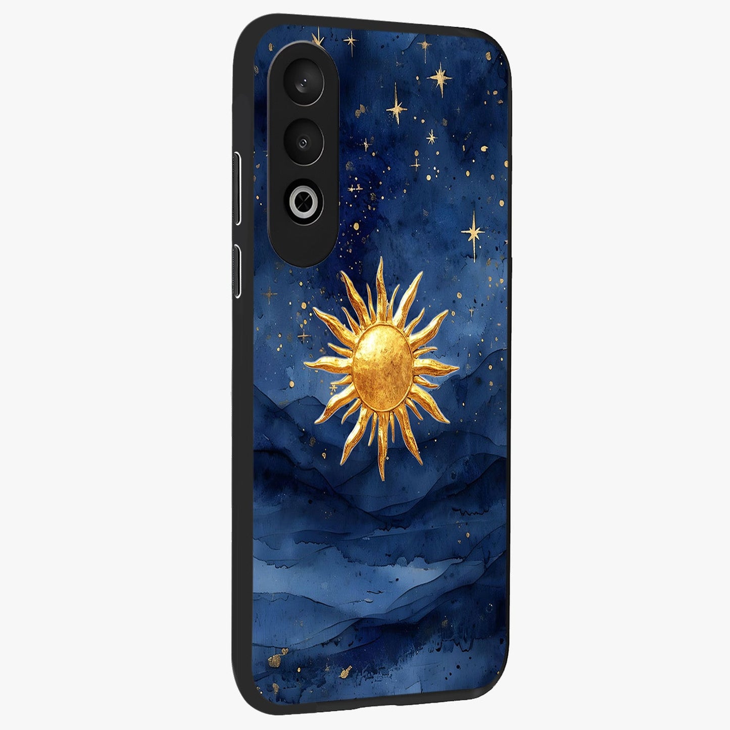 Celestial Blue Glow Glass Case for 1+Nord Ce 4 side perspective highlighting vibrant glow detailing and sleek edges