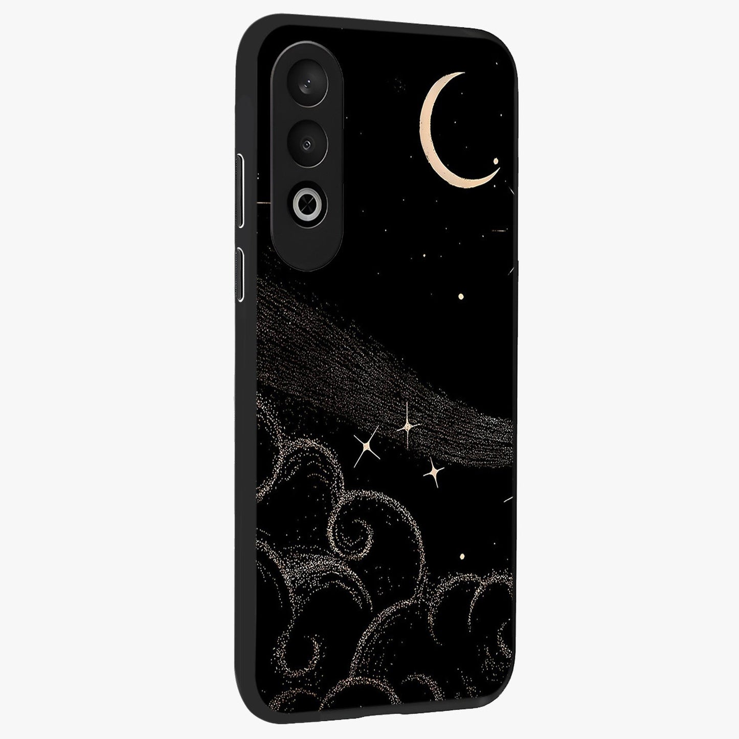 Celestial Midnight Veil Glass Case for 1+Nord Ce 4 side perspective highlighting rich night tones and sleek premium edges