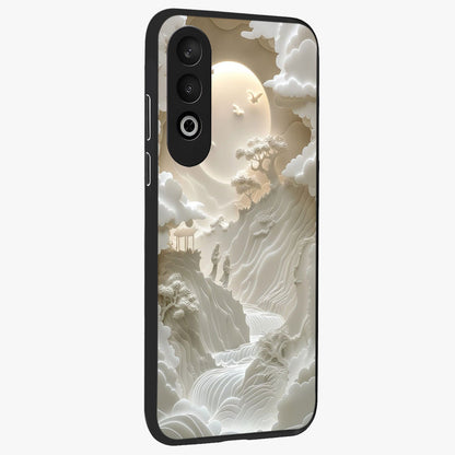 Celestial Origami Glass Case for 1+Nord CE 4 side perspective highlighting sharp detailing and smooth premium build