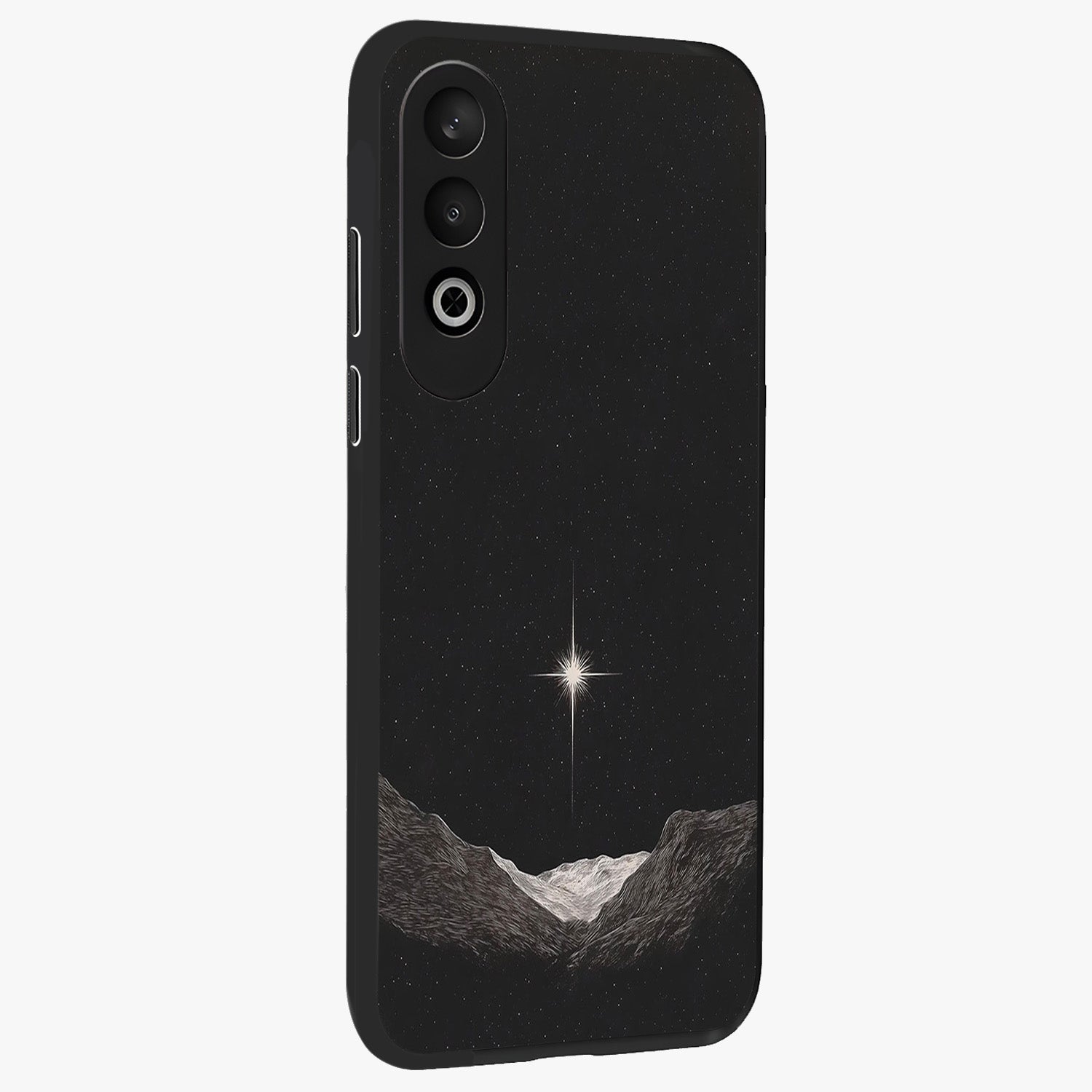 Cosmic Dream Night Glass Case for 1+Nord Ce 4 side perspective highlighting vibrant star detailing and premium build