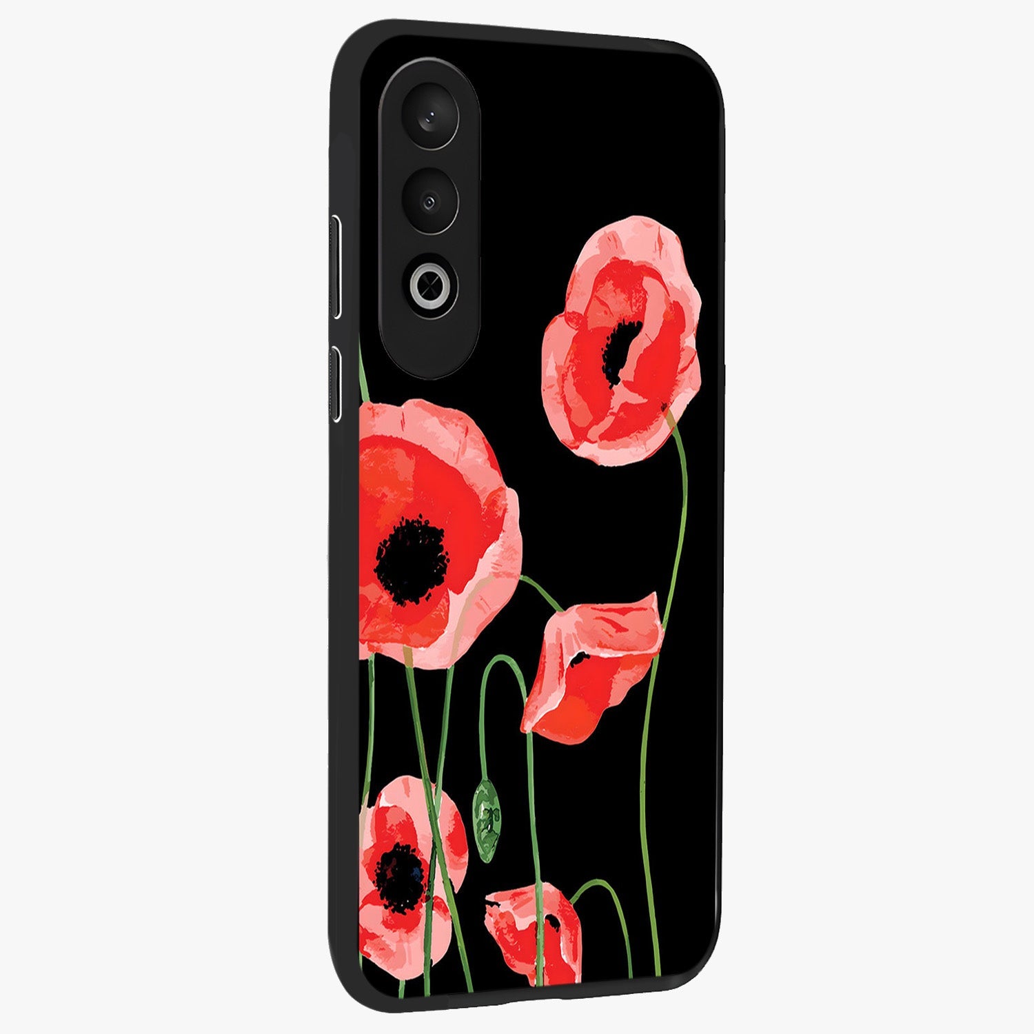 Crimson Garden Dream Glass Case for 1+Nord CE 4 side perspective highlighting elegant floral textures and premium build