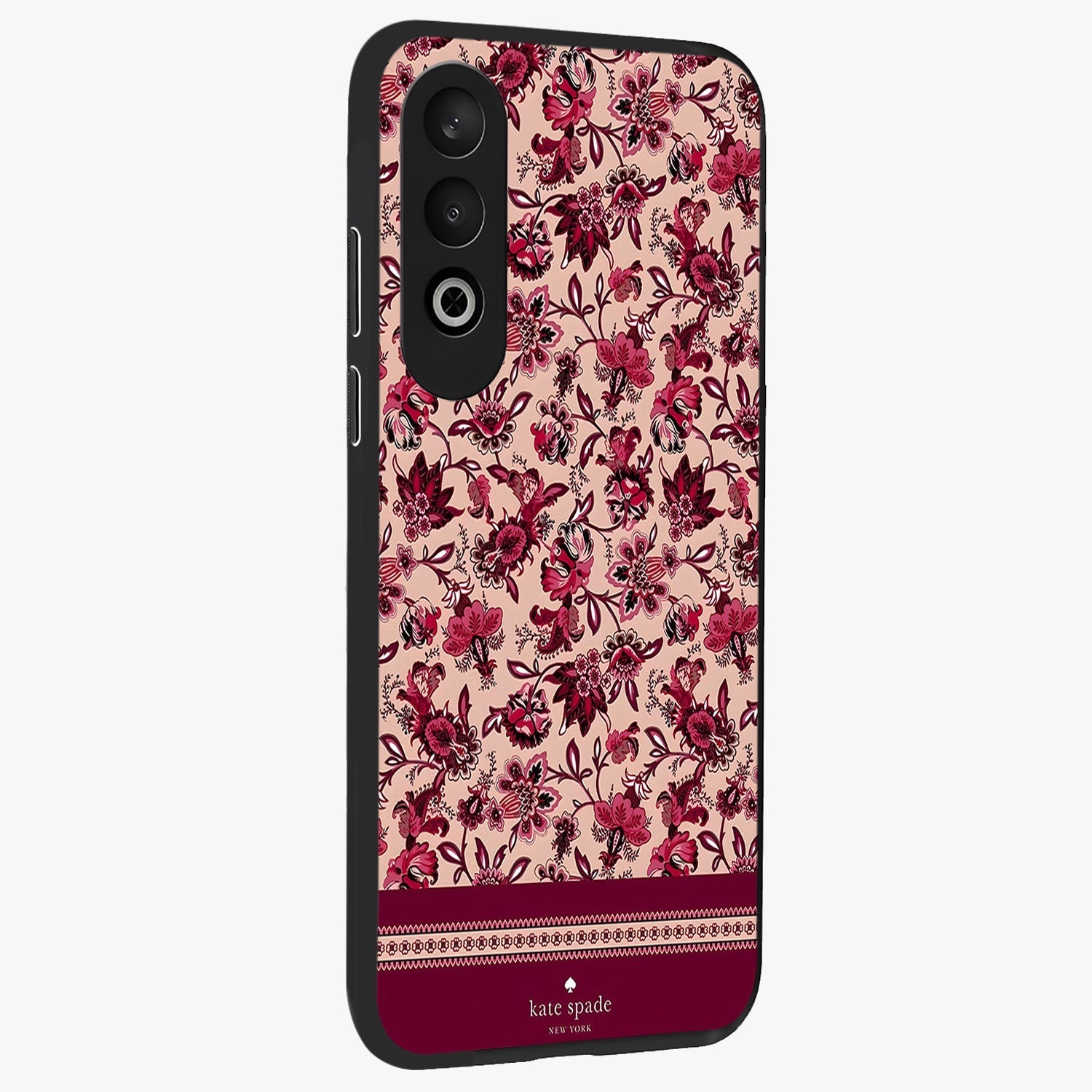 Crimson Rose Charm Glass Case for 1+Nord CE 4 side perspective highlighting delicate rose textures and smooth edges