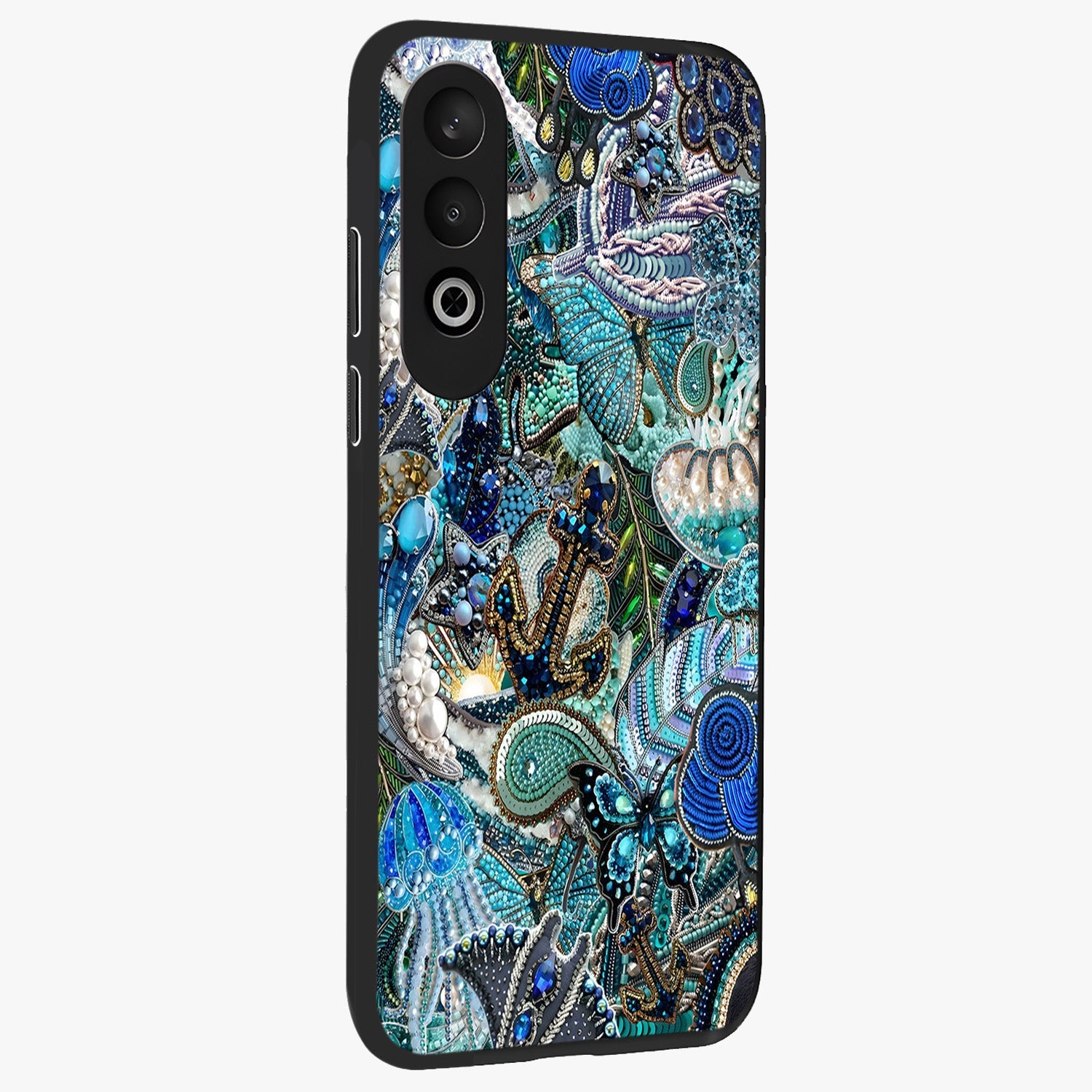 Crystal Ocean Magic Glass Case for 1+Nord Ce 4 side perspective highlighting wave textures and smooth premium build