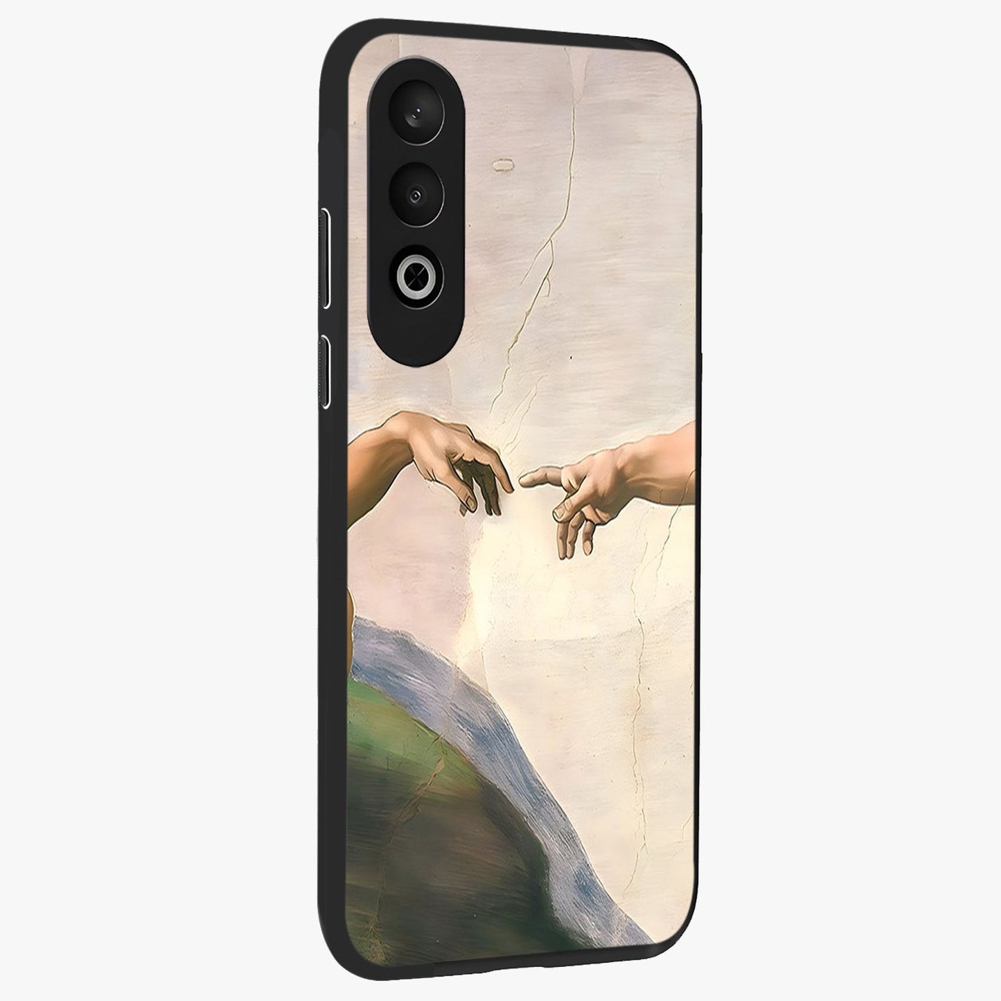 Divine Touch Art Glass Case for 1+Nord CE 4 side perspective highlighting detailed artwork and premium edge finish