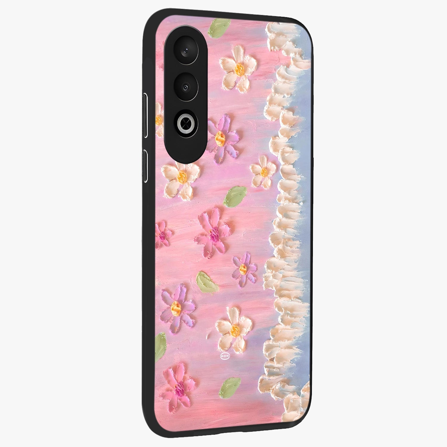 Dreamy Painted Garden Glass Case for 1+Nord CE 4 side perspective highlighting colorful bloom details and premium edges