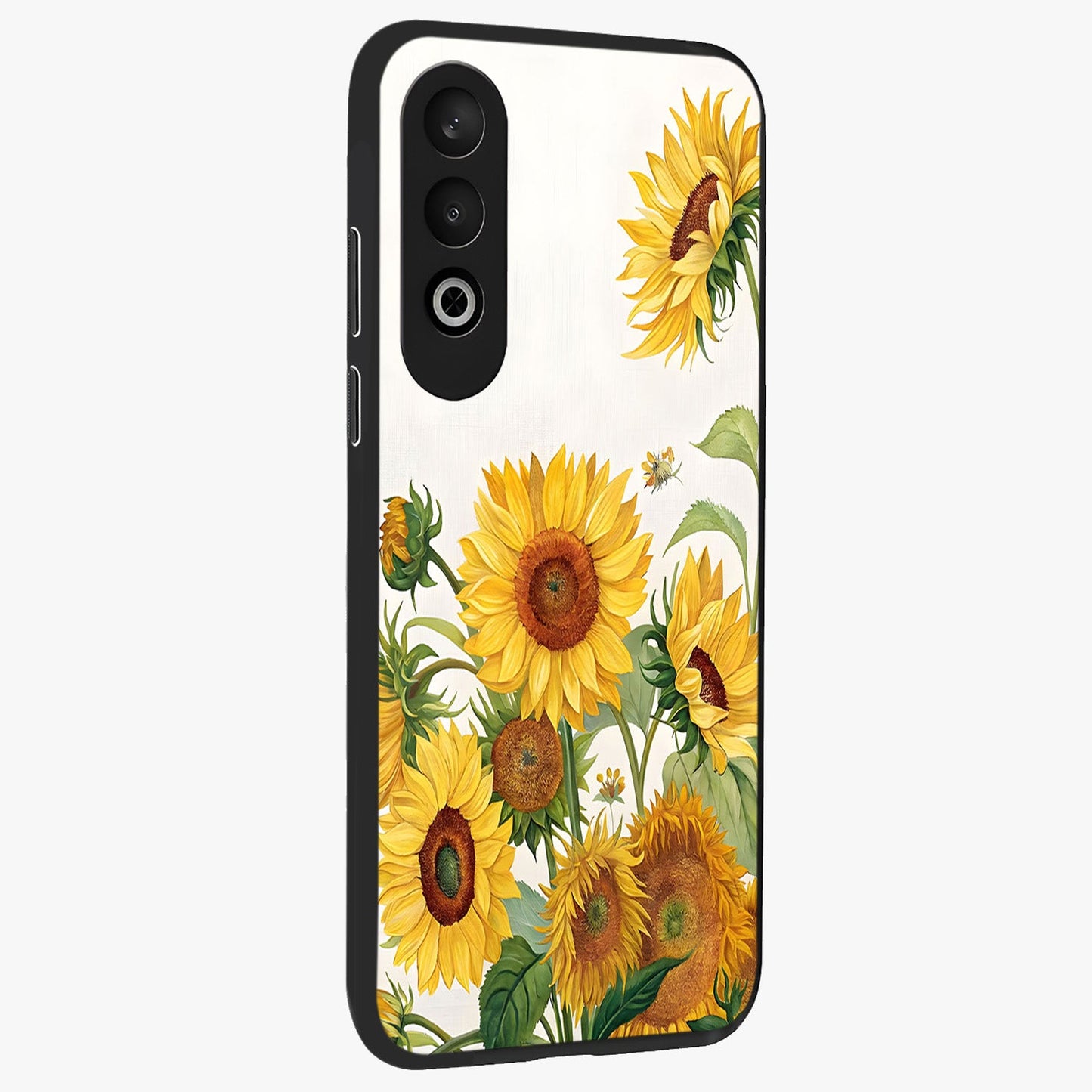 Golden Bloom Fields Glass Case for 1+Nord CE 4 side perspective highlighting delicate bloom textures and premium edges