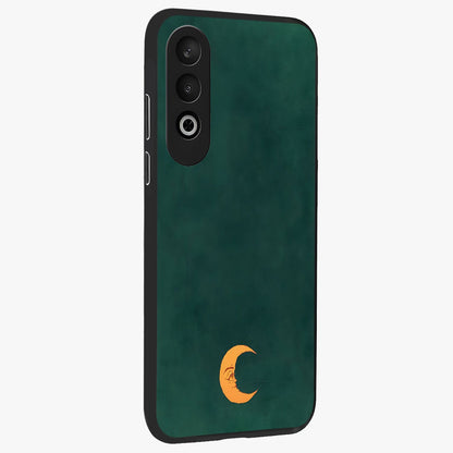 Golden Crescent Mood Glass Case for 1+Nord CE 4 side perspective highlighting elegant crescent detailing and smooth build