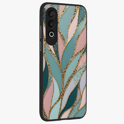 Golden Leaf Dreams Glass Case for 1+Nord Ce 4 side perspective highlighting delicate leaf textures and smooth build