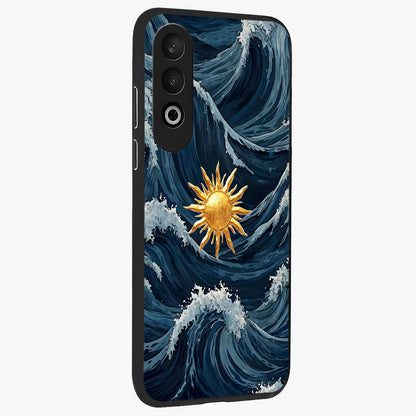 Golden Wave Rise Glass Case for 1+Nord CE 4 side perspective highlighting smooth wave textures and premium edges