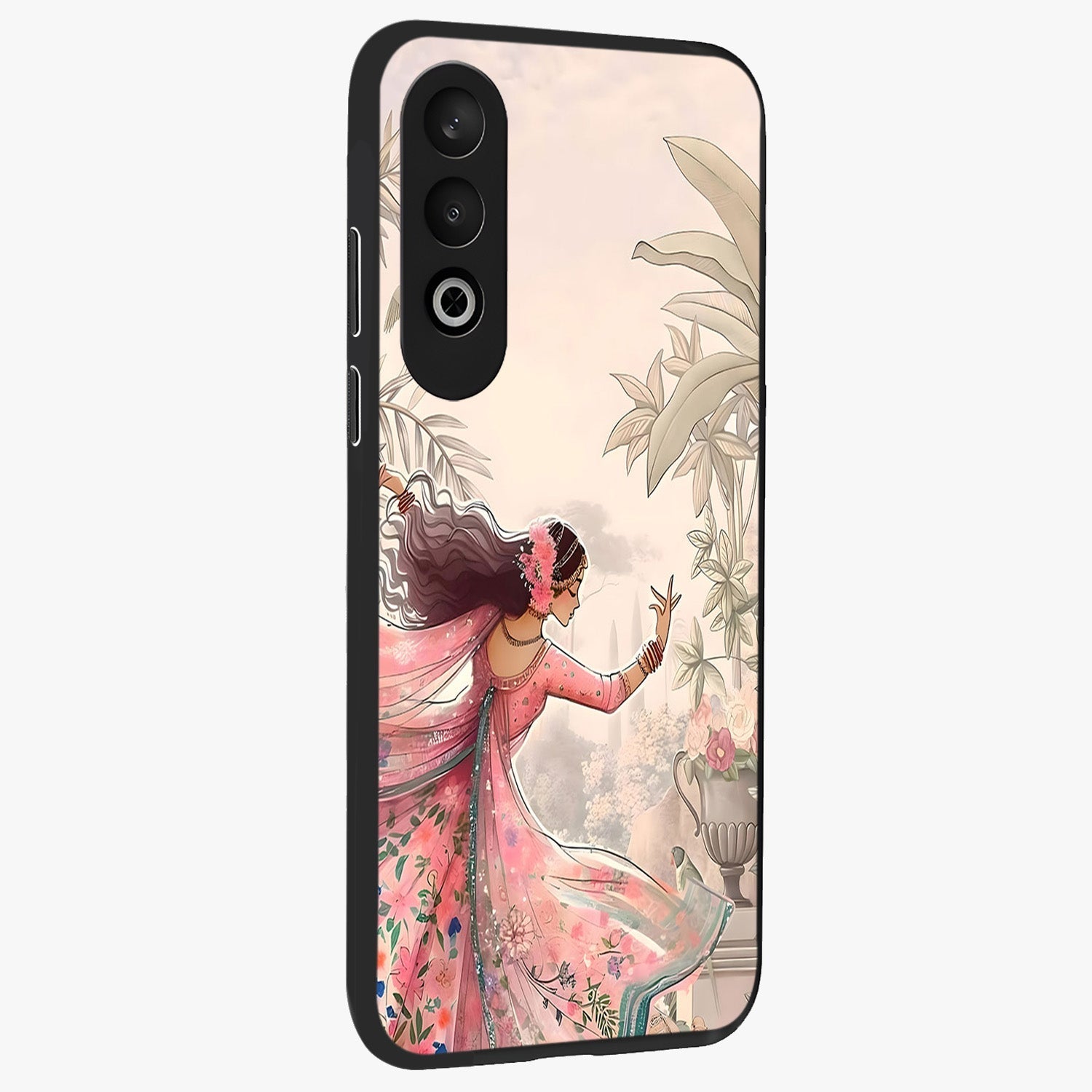 Graceful Garden Rhythm Glass Case for 1+Nord CE 4 side perspective highlighting refined floral textures and premium edges
