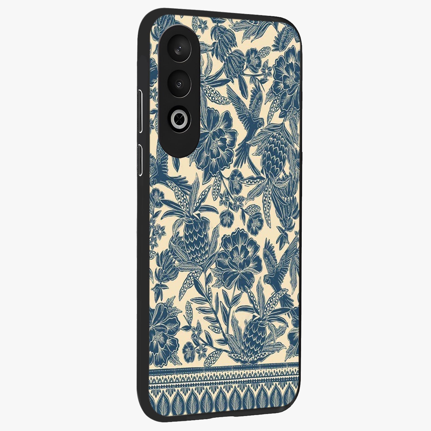 Heirloom Wild Bloom Glass Case for 1+Nord CE 4 side perspective highlighting intricate bloom detailing and premium build