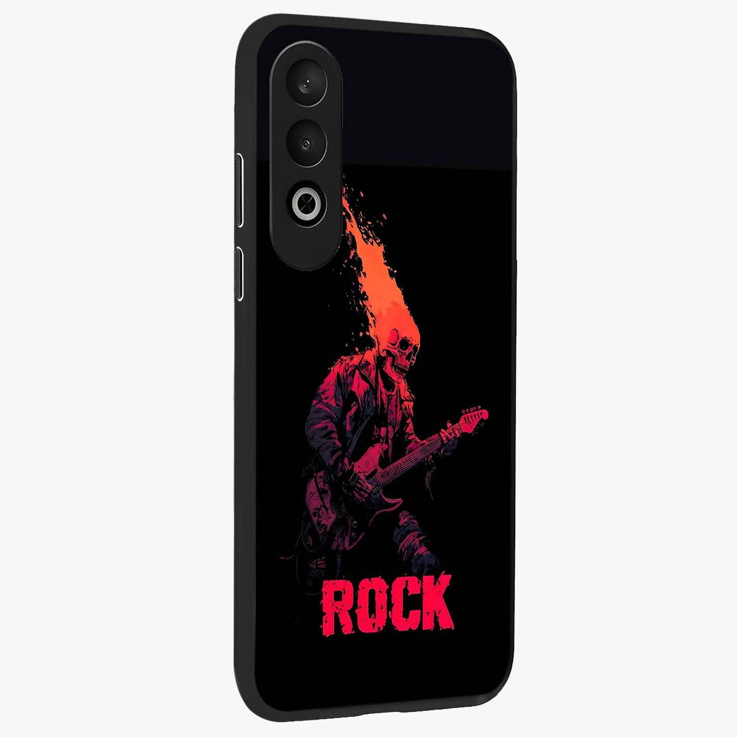 Hellfire Rock Anthem Glass Case for 1+Nord CE 4 displayed upright for powerful statement visibility and premium finish.