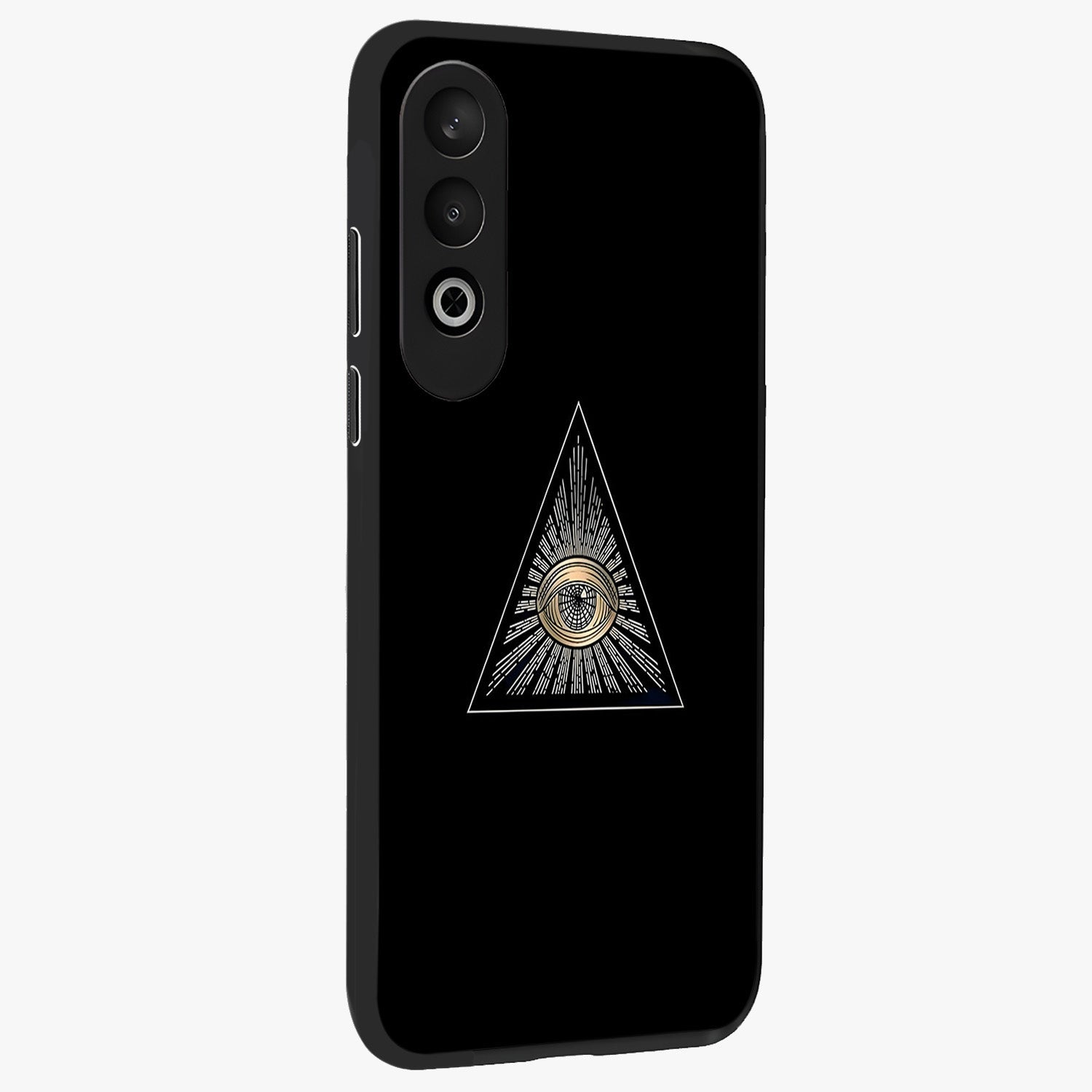 Illuminati Evil Glass Case for 1+Nord CE 4 displayed upright for mysterious statement visibility and premium finish.