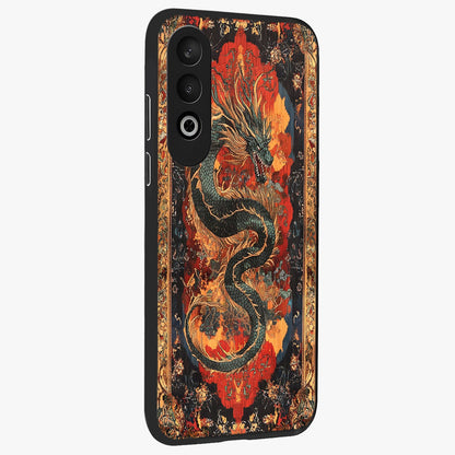 Inferno Dragon Soul Glass Case for 1+Nord CE 4 displayed upright for powerful mythical visibility and premium finish.