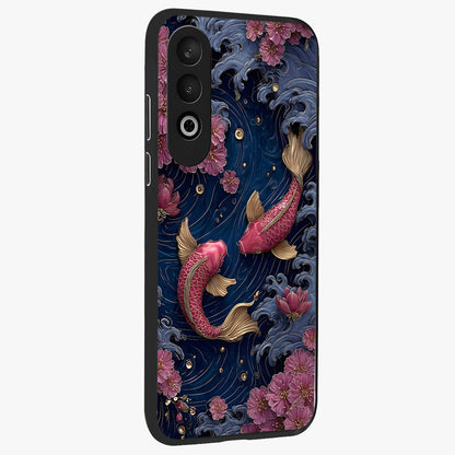 Koi Wave Dance Glass Case for 1+Nord CE 4 side perspective highlighting dynamic motion detailing and smooth build