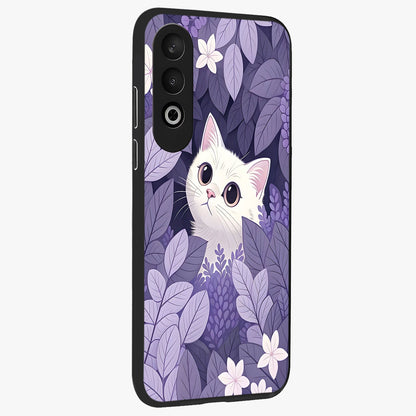 Lilac Hide Peek Cat Glass Case for 1+Nord CE 4 side perspective highlighting charming feline textures and smooth edges