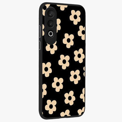 Little Daisy Flower Retro Pattern Glass Case for 1+Nord CE 4 side perspective highlighting playful floral textures and smooth premium edges