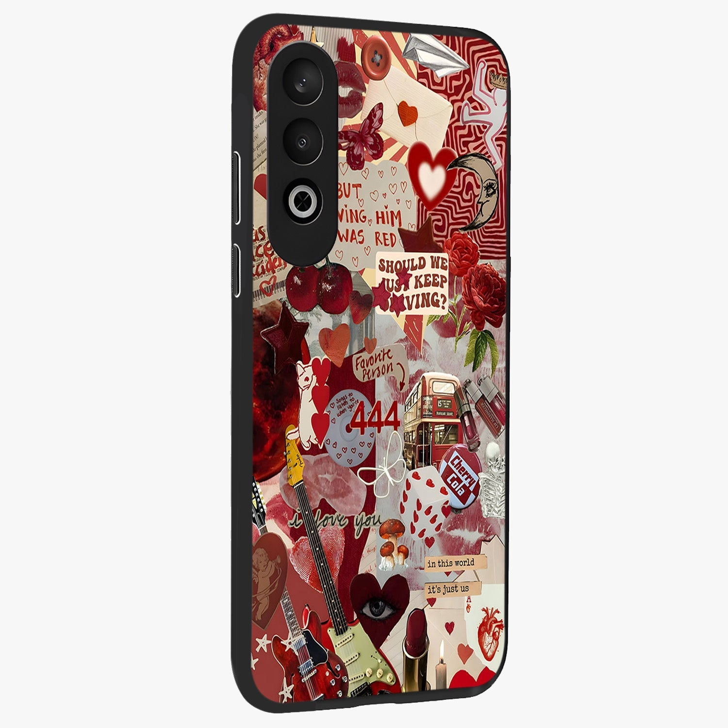 Lover’S Red Chaos Glass Case for 1+Nord CE 4 side perspective highlighting edgy detailing and premium build