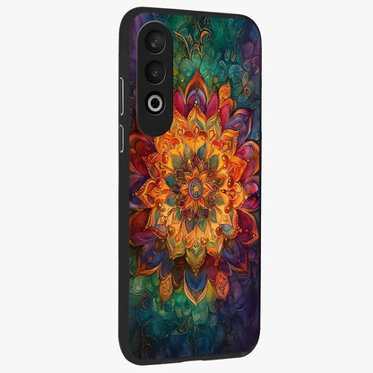 Mandala Vibrants Glass Case for 1+Nord CE 4 side perspective highlighting vibrant ornamental textures and premium edges