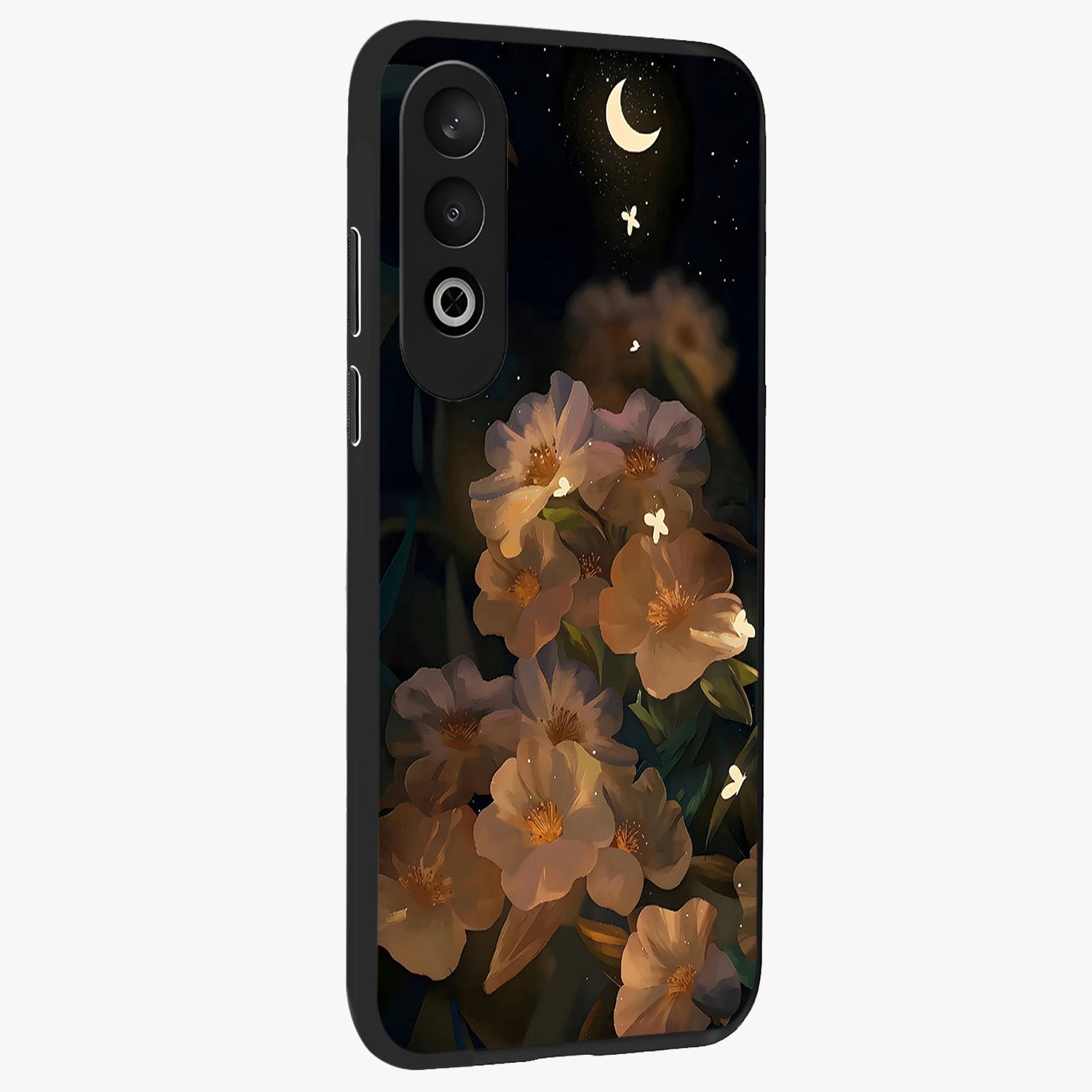 Midnight Bloom Trail Glass Case for 1+Nord CE 4 side perspective highlighting graceful detailing and smooth build