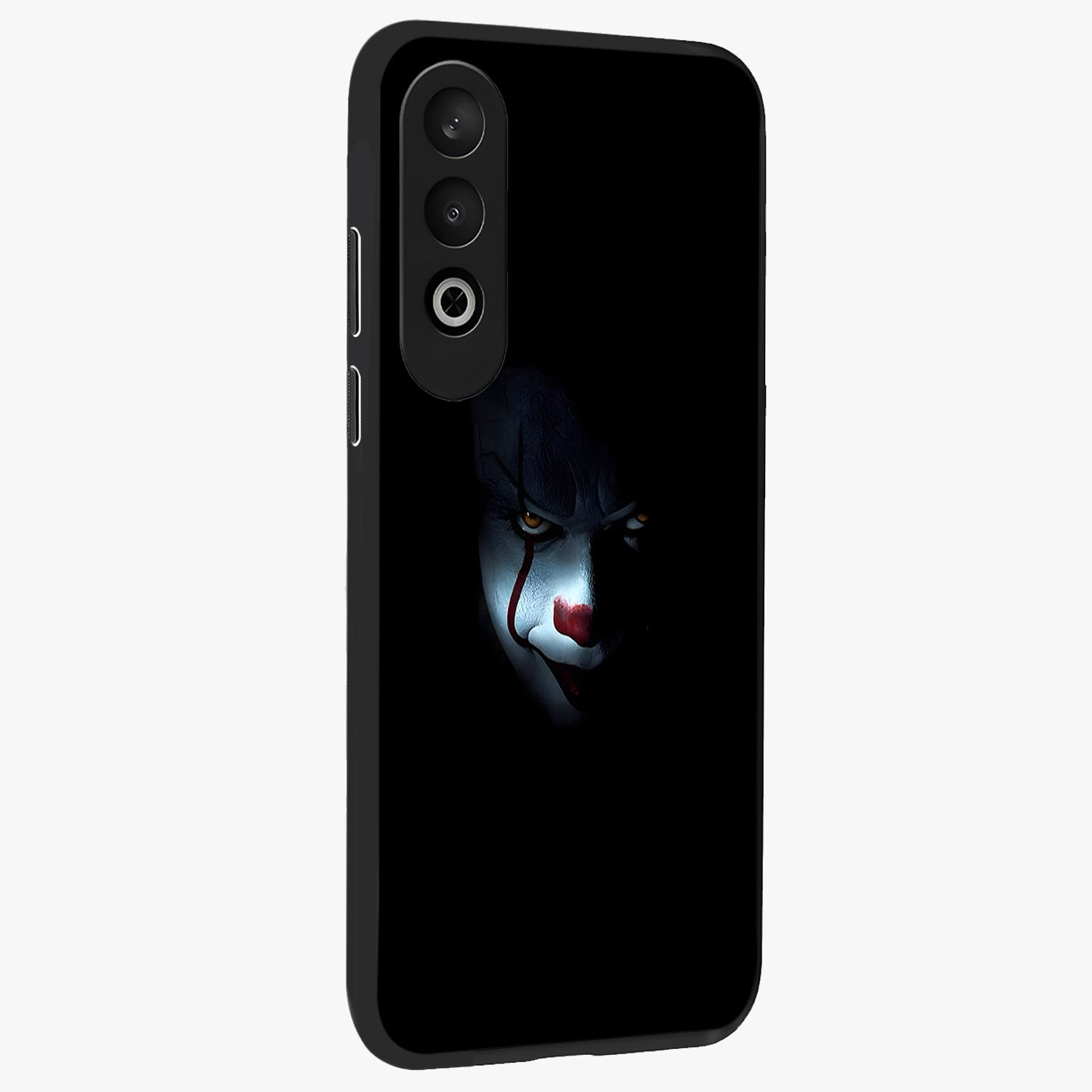 Midnight Madness Smile Glass Case for 1+Nord CE 4 side perspective highlighting expressive textures and sleek edges