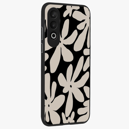 Monochrome Petal Dance Glass Case for 1+Nord CE 4 side perspective highlighting refined textures and premium edges