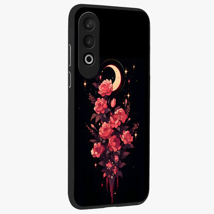 Moonlit Floral Elegance Glass Case for 1+Nord CE 4 side perspective highlighting elegant bloom detailing and smooth build
