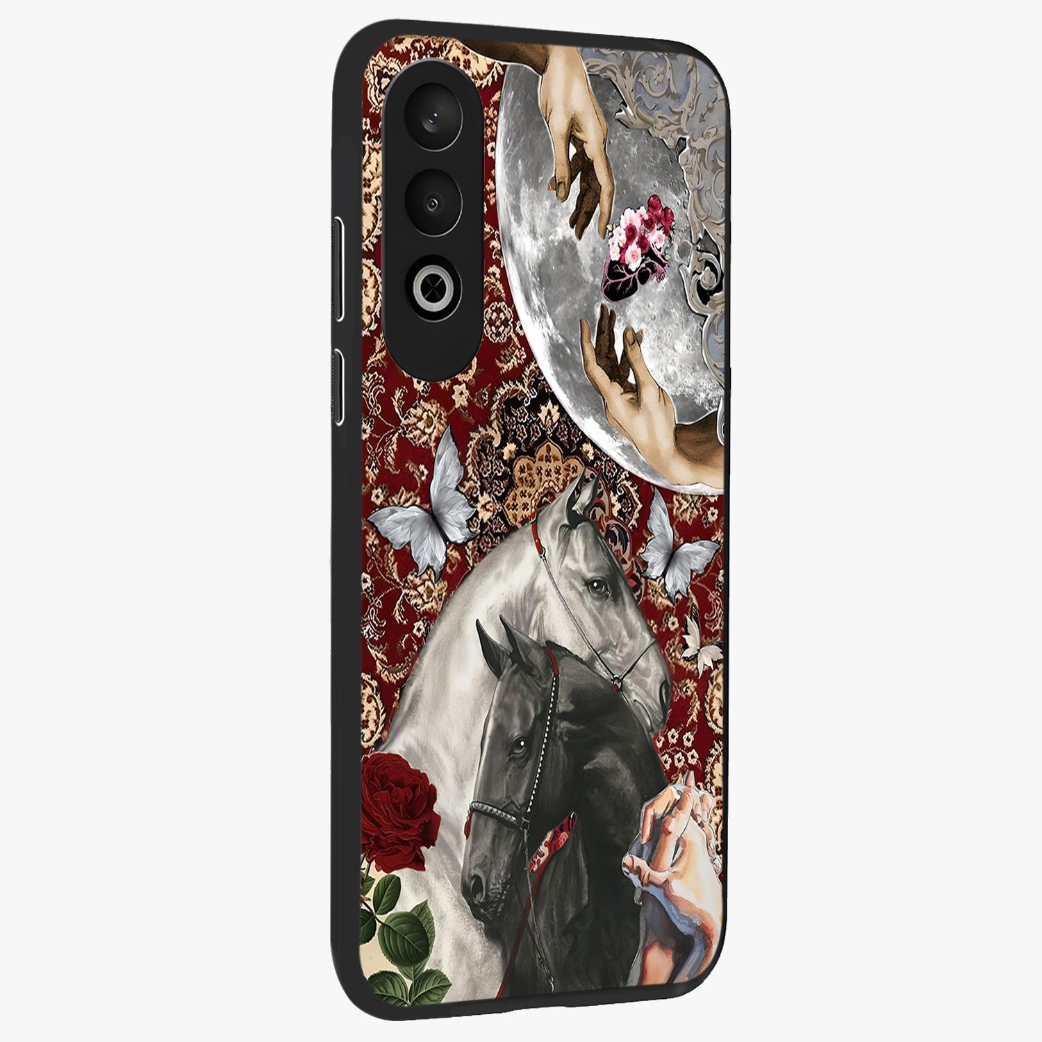 Moonlit Royal Stallion Glass Case for 1+Nord CE 4 side perspective highlighting refined equestrian detailing and premium edges