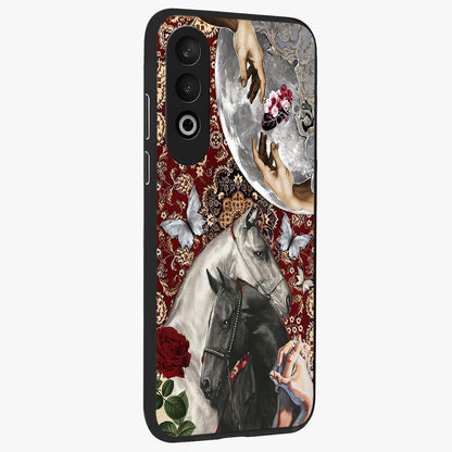 Moonlit Royal Stallion Glass Case for 1+Nord CE 4 side perspective highlighting refined equestrian detailing and premium edges
